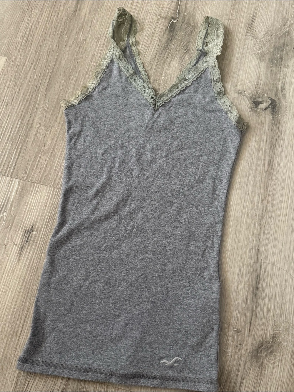 Hollister Gray Tank Top with  Lace Trim